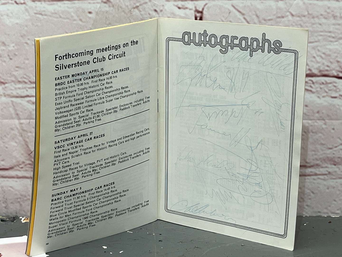 <p>1974 Silverstone James Hunt Signed Race Programme & One other With Many Signature's Including Graham Hill Etc</p>