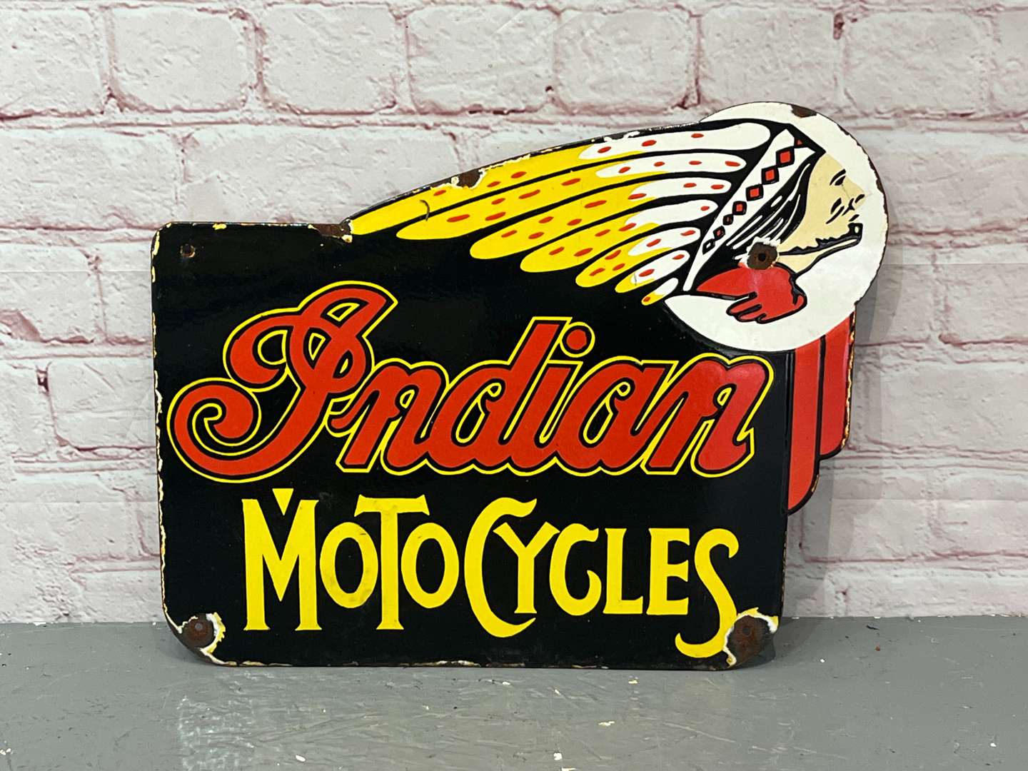 <p>Indian Motorcycles Enamel Sign</p>