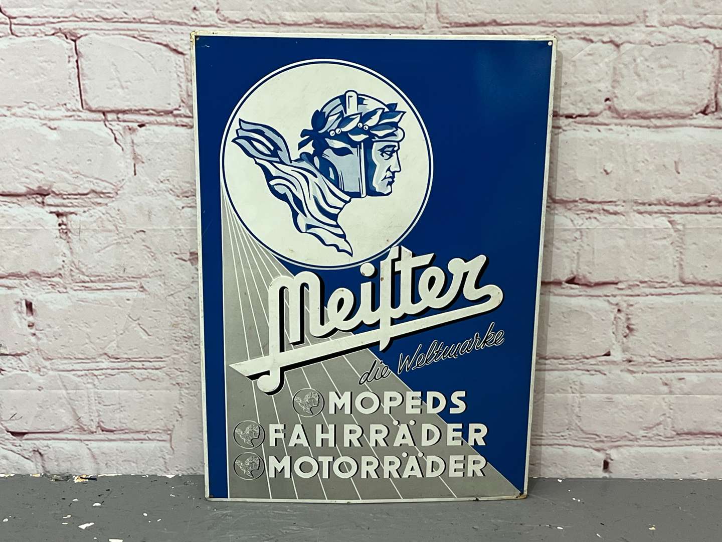 <p>Meijter Moped German Pressed Tin Sign</p>