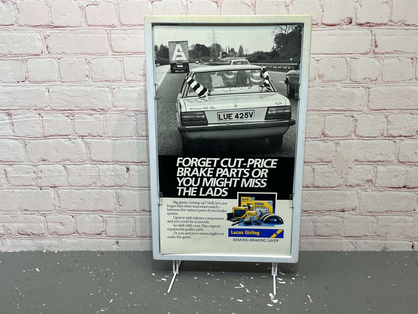 <p>Lucas Girling “Making Braking Safer” Freestanding Sign&nbsp;</p>