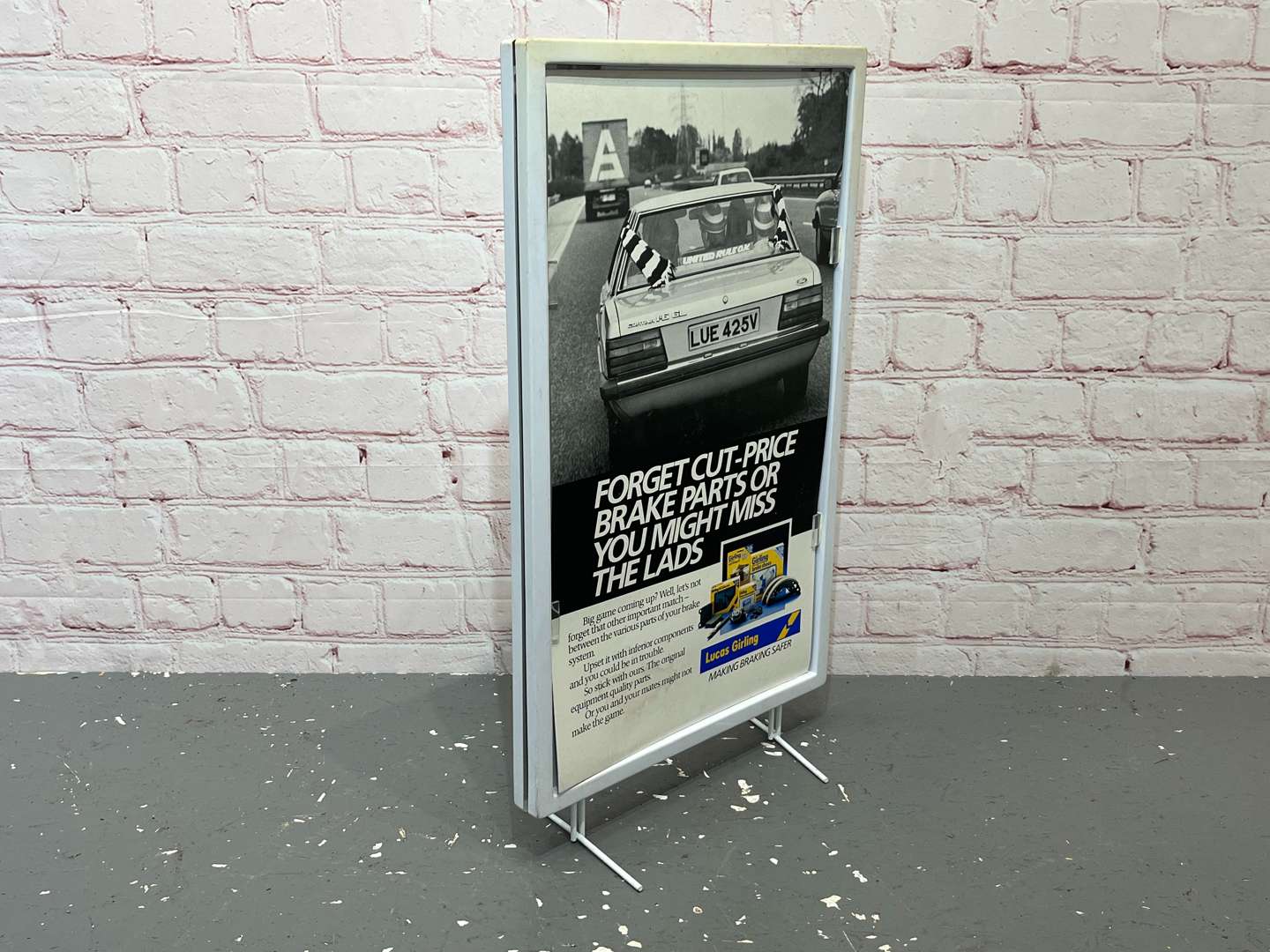 <p>Lucas Girling “Making Braking Safer” Freestanding Sign&nbsp;</p>