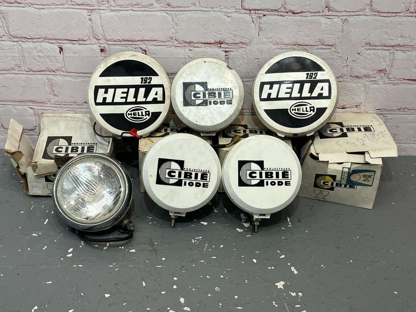 <p>Two Pairs of Cibie 10DE Headlights & Pair Hella Headlights</p>