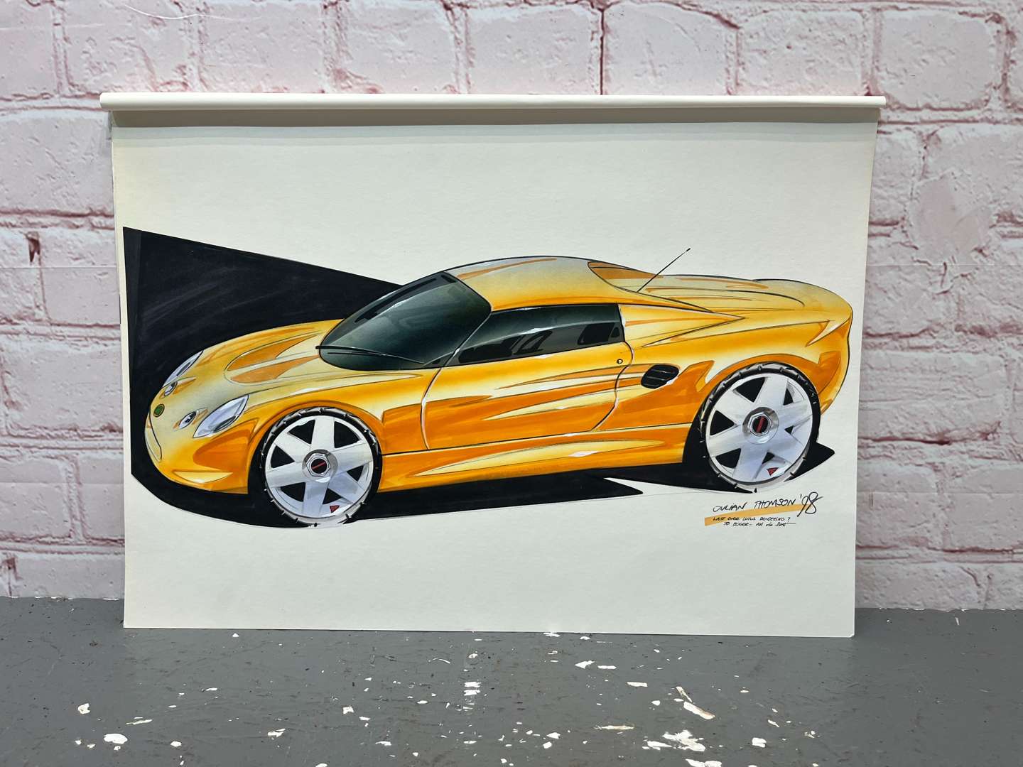 <p>Julian Thomson Dated 98 Concept Artwork of a Lotus Rendering</p>