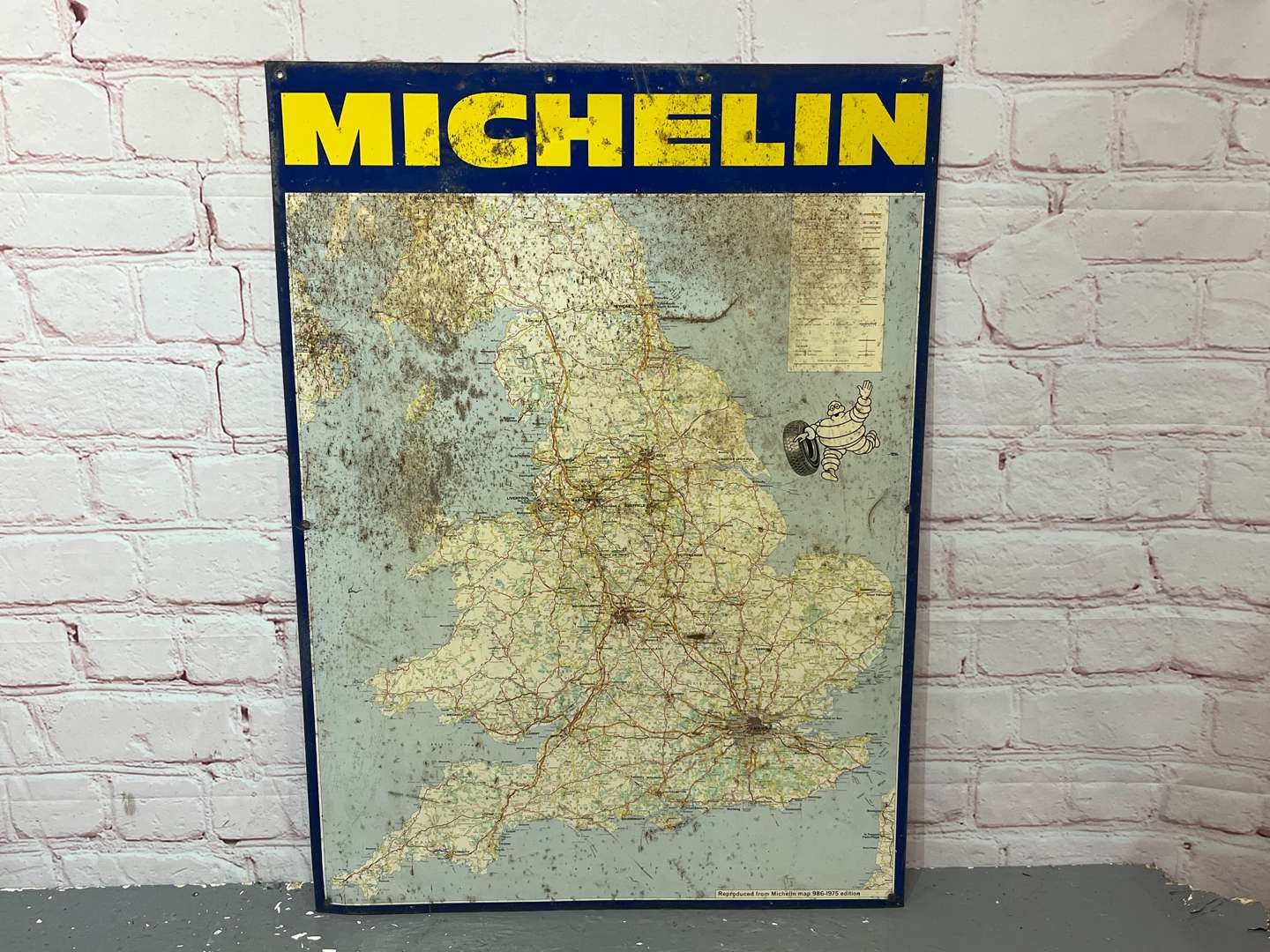 <p>Tin Michelin Map Sign 1975 Edition</p>