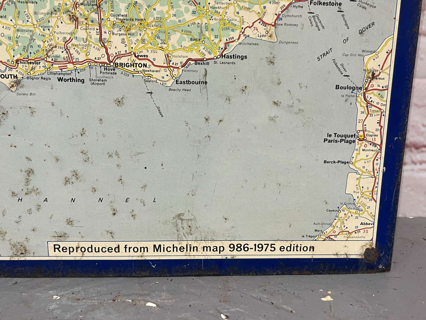 <p>Tin Michelin Map Sign 1975 Edition</p>