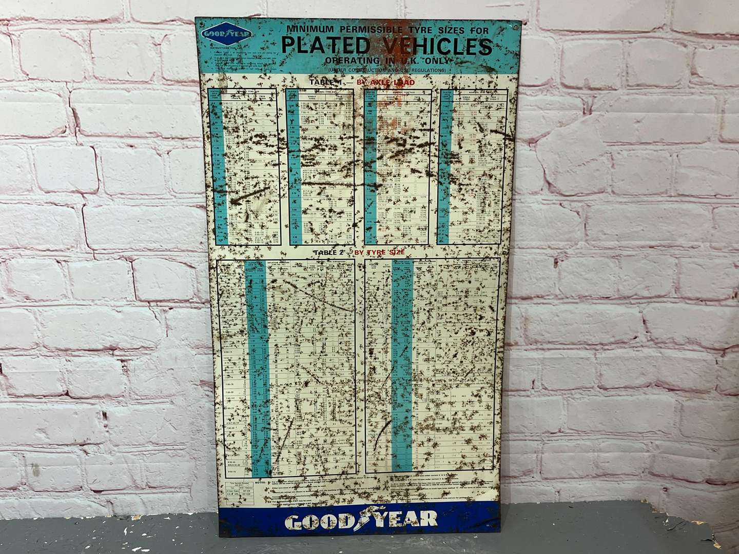 <p>Goodyear Plated Vehicles Tyre Size Sign</p>