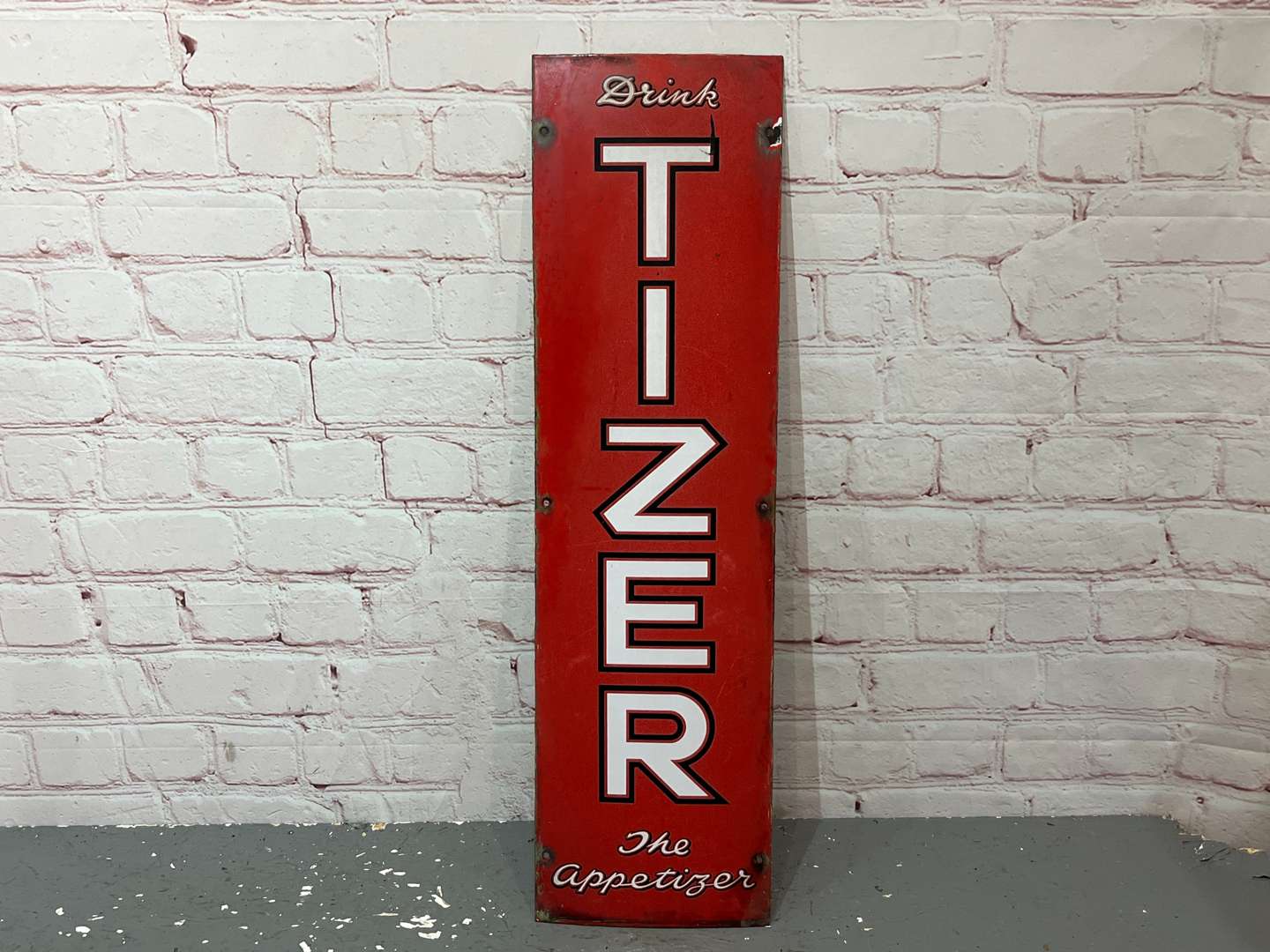 <p>Drink “Tizer” The Appetizer Enamel Sign&nbsp;</p>