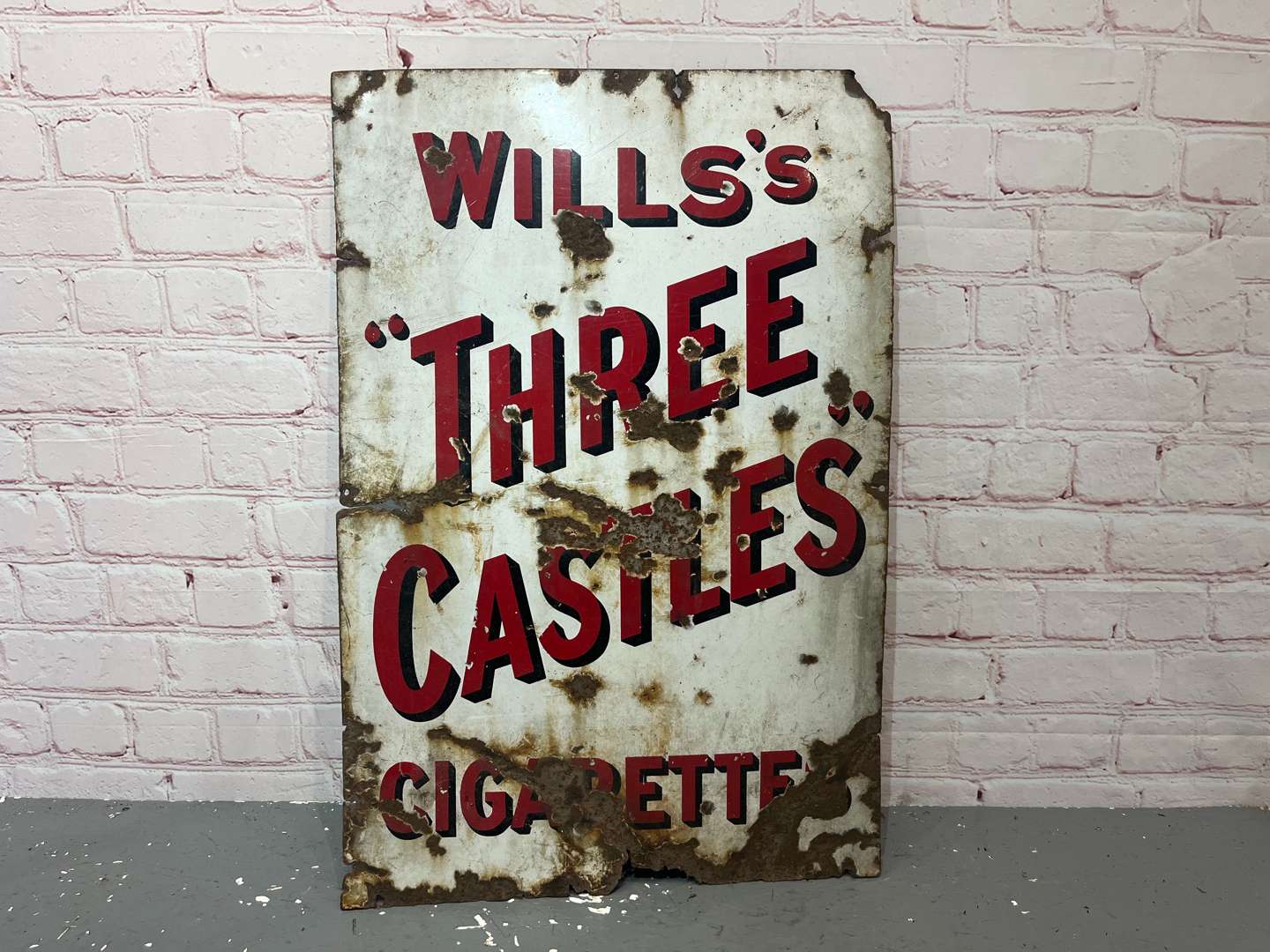 <p>Will's Three Castles Cigarettes Enamel Sign</p>