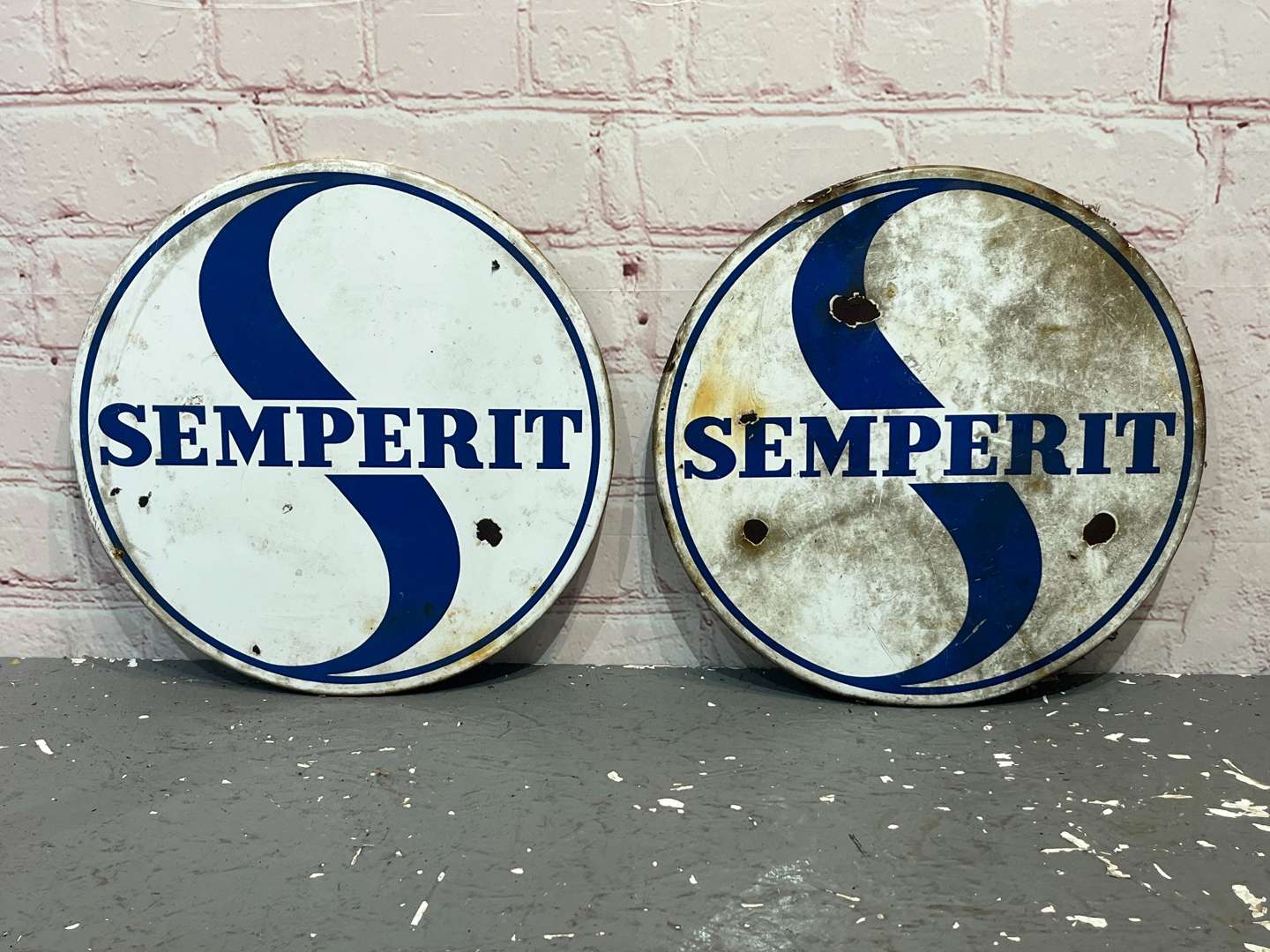 <p>Pair Semperit Tire Advertising Enamel Signs</p>