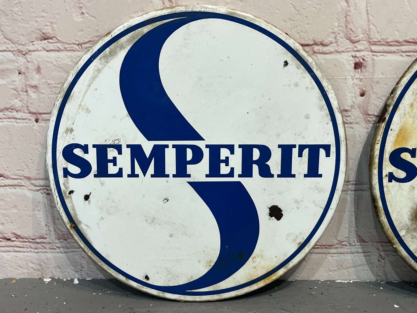<p>Pair Semperit Tire Advertising Enamel Signs</p>