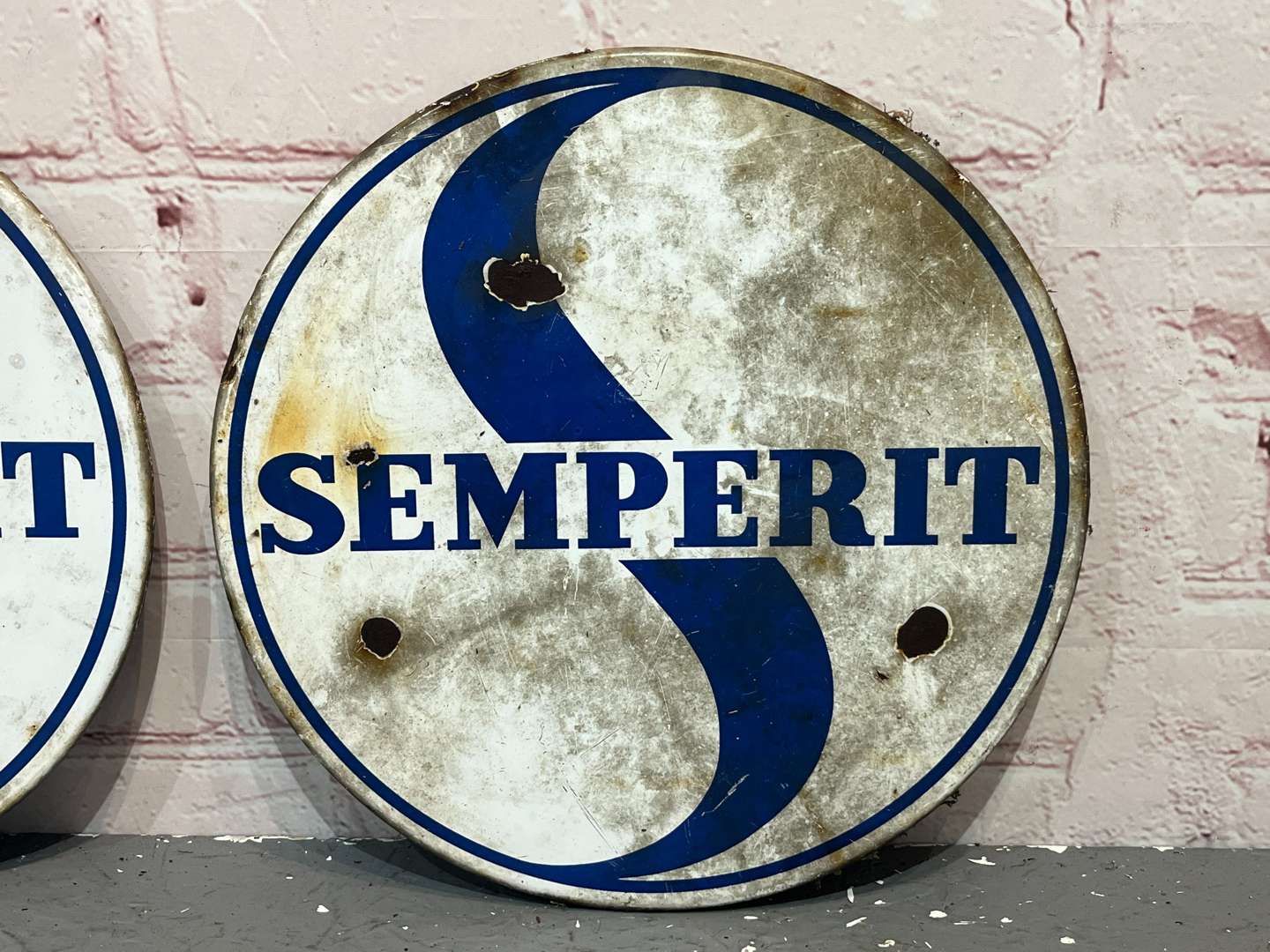 <p>Pair Semperit Tire Advertising Enamel Signs</p>