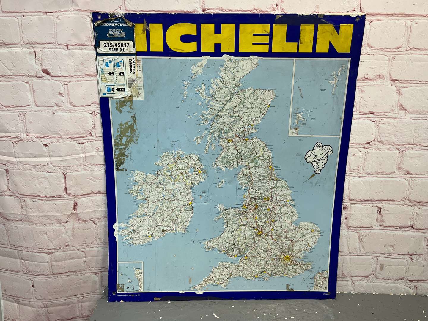 <p>Tin Michelin Map Sign Dated 92</p>
