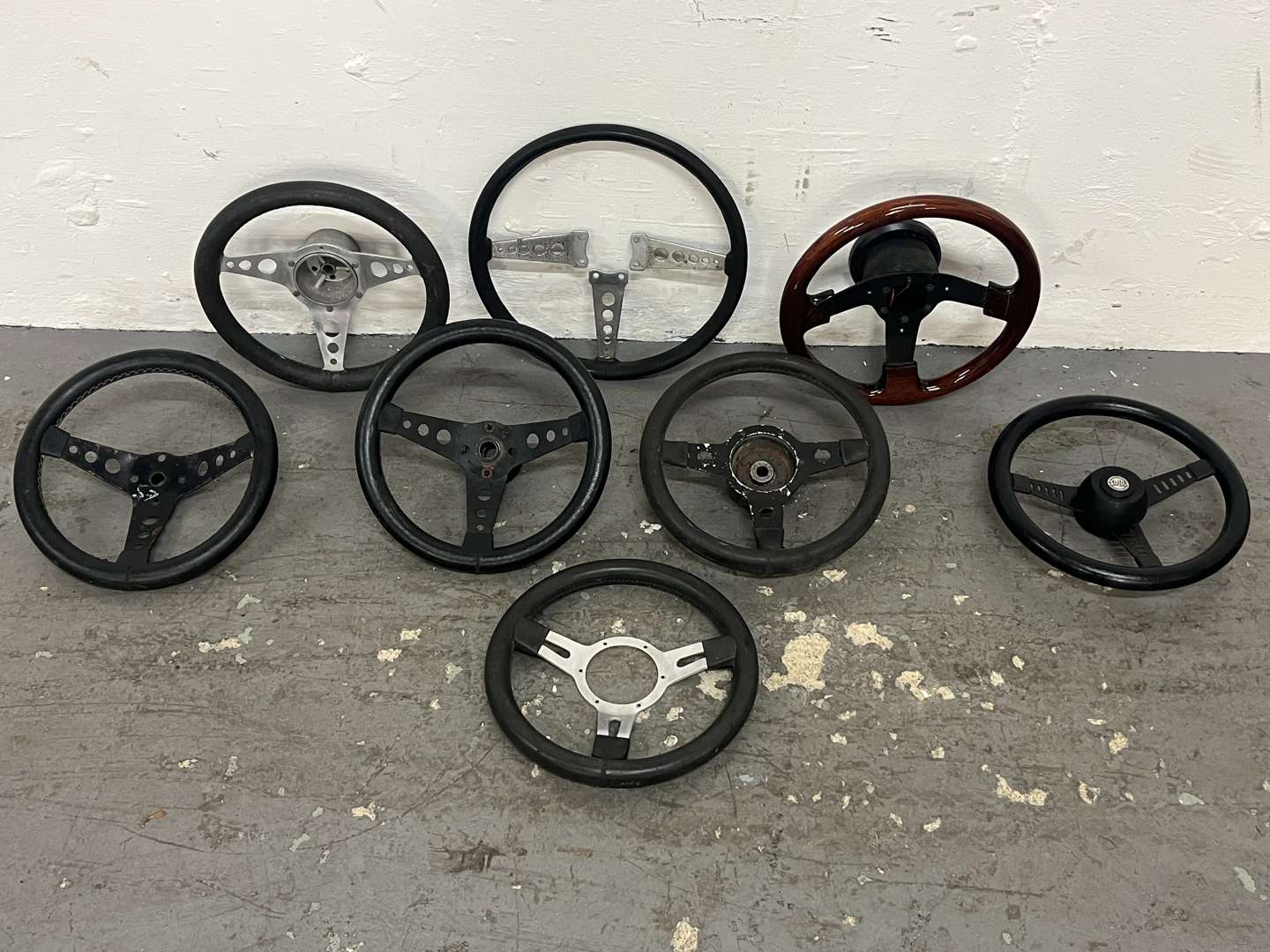<p>Eight Classic Car Steering Wheels</p>