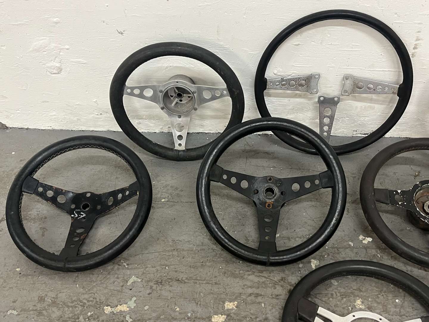 <p>Eight Classic Car Steering Wheels</p>