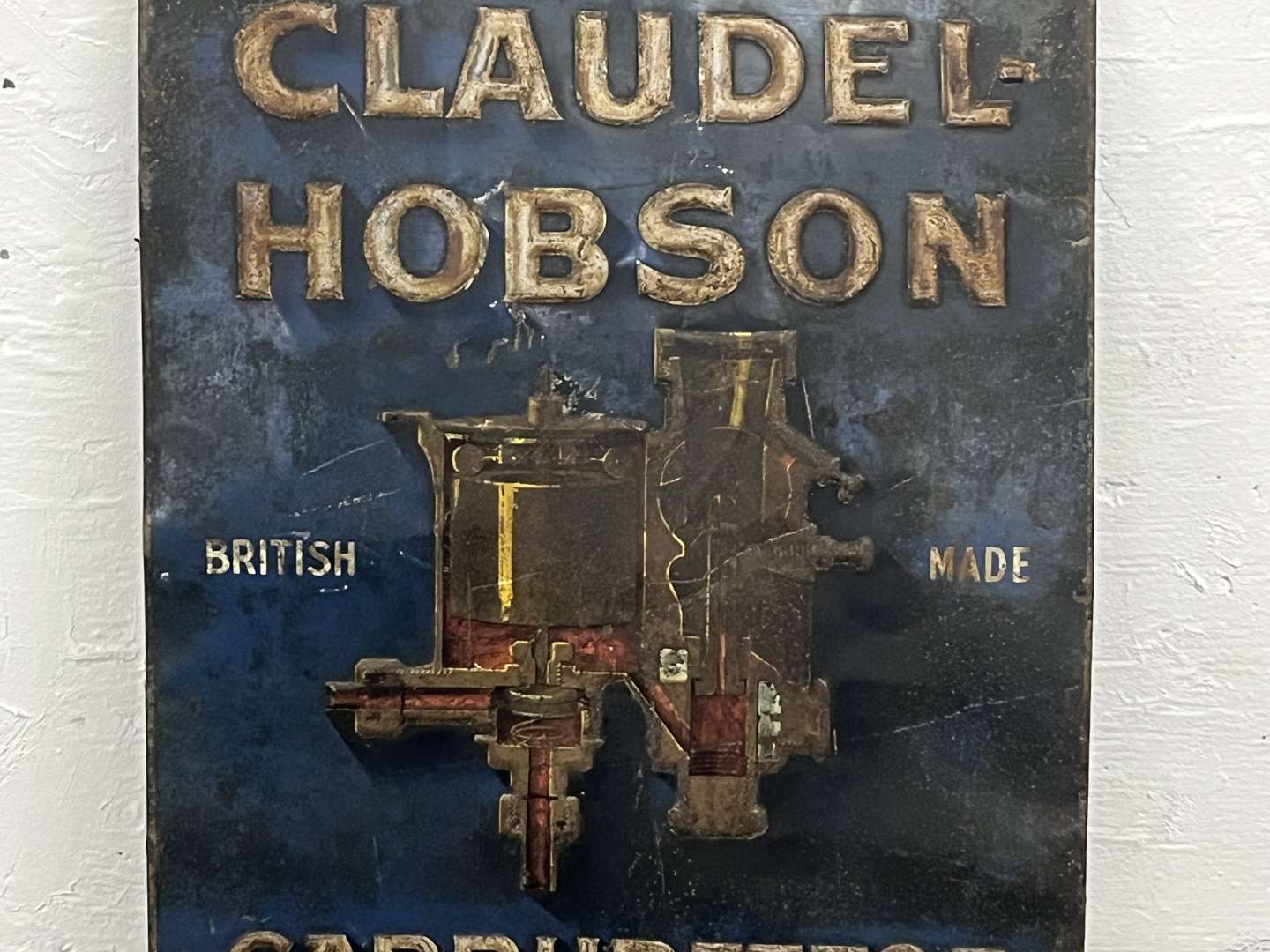 <p>The Claudel-Hobson Carburettor Pressed Tin Sign</p>