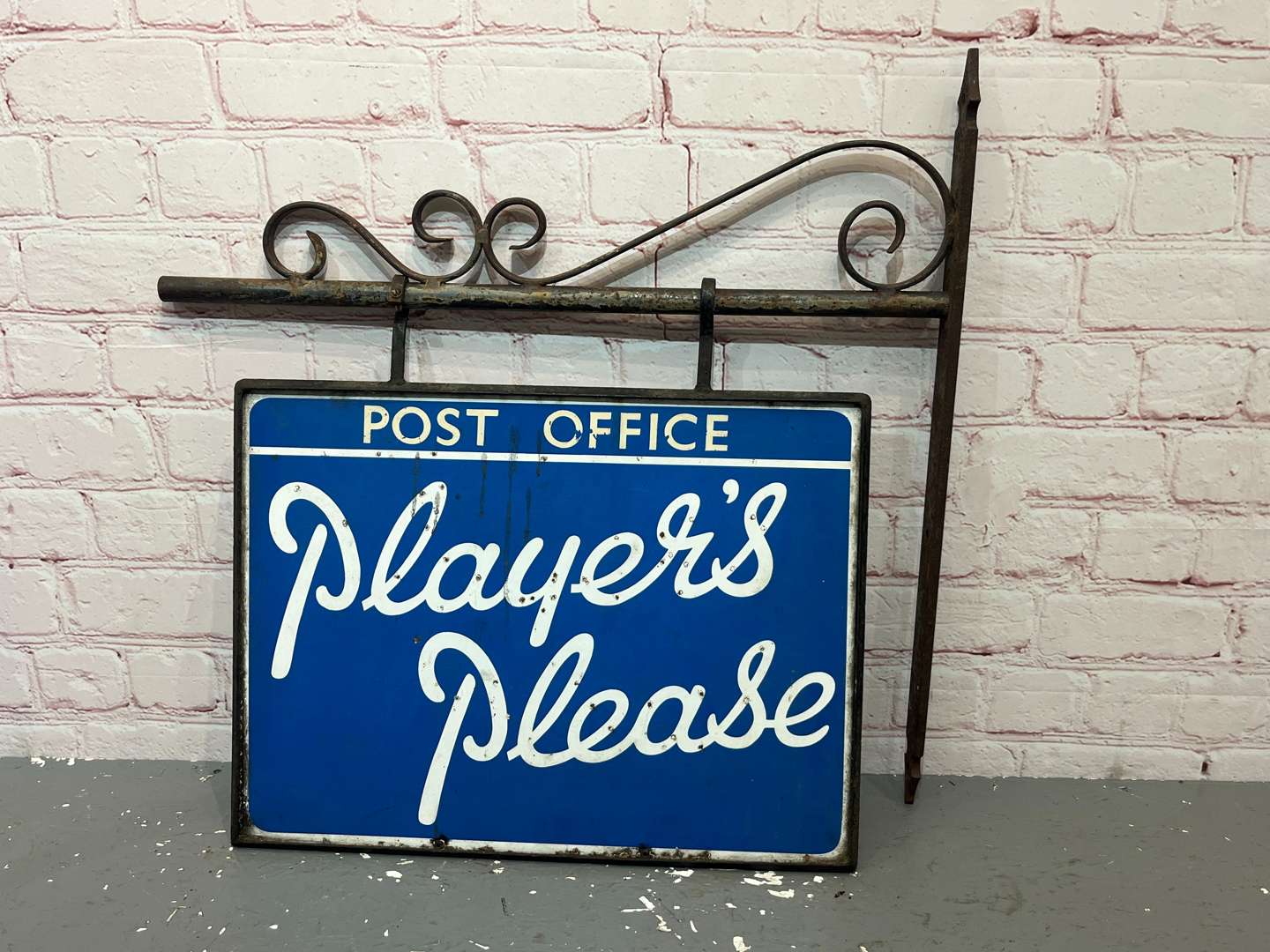<p>Players Please Post Office Wall Mounted Double Sided Enamel Sign</p>