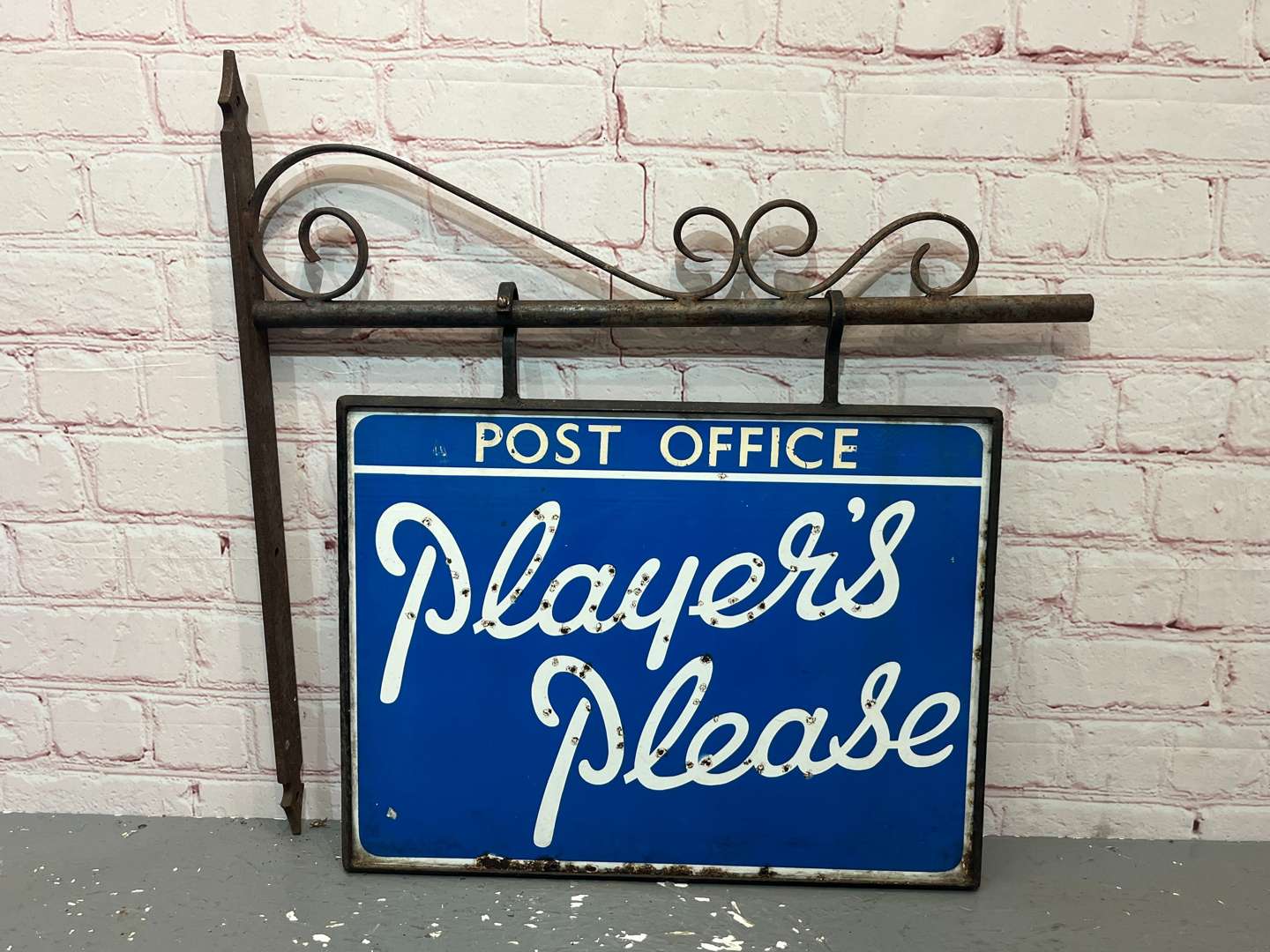 <p>Players Please Post Office Wall Mounted Double Sided Enamel Sign</p>