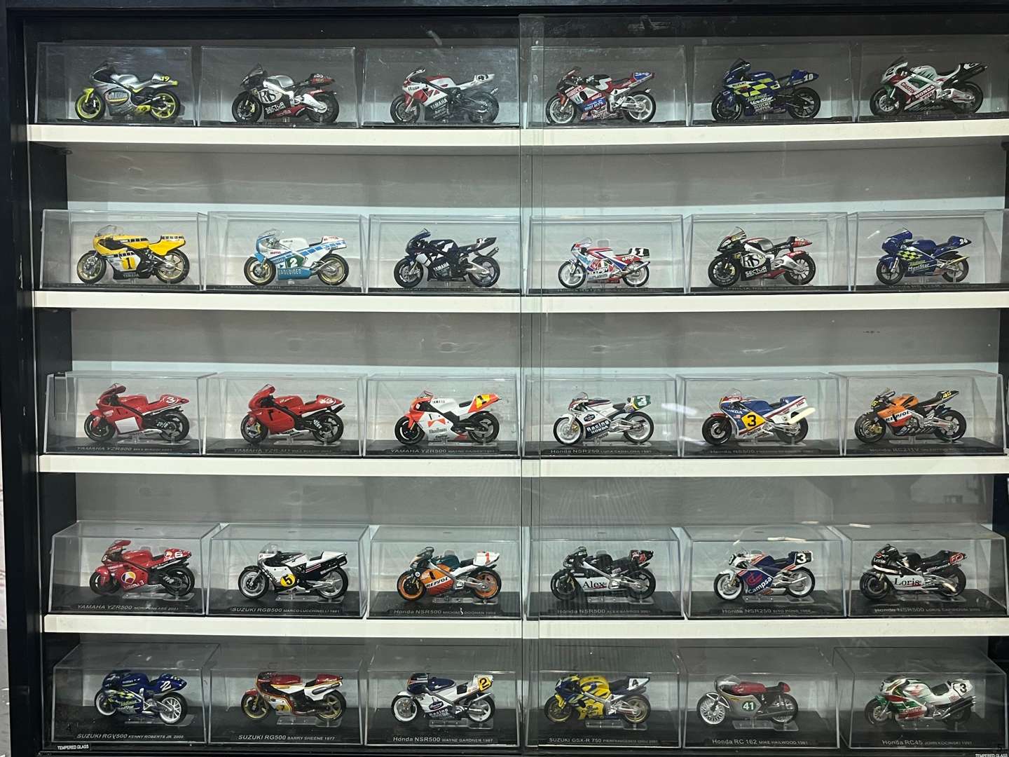 <p>Wall Mounted Display Case of 30 Motorbikes&nbsp;</p>