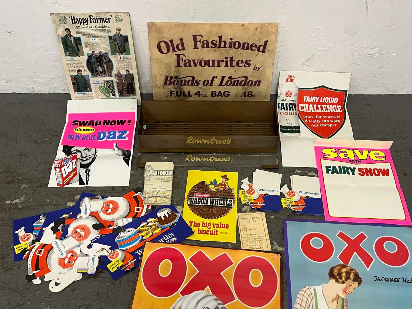 <p>Quantity of Vintage Shop Advertising Posters Etc</p>