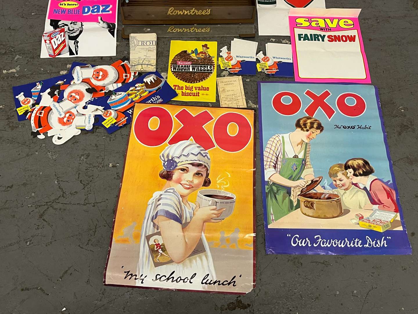 <p>Quantity of Vintage Shop Advertising Posters Etc</p>