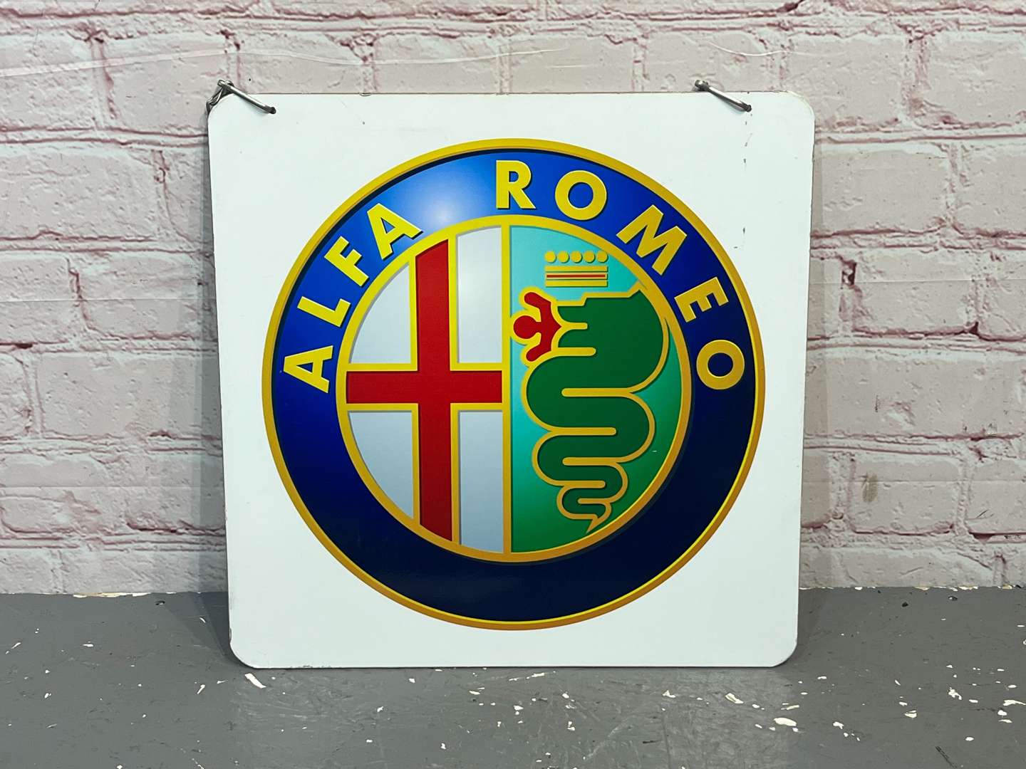 <p>Alfa Romeo Hanging Emblem Dealership Sign</p>